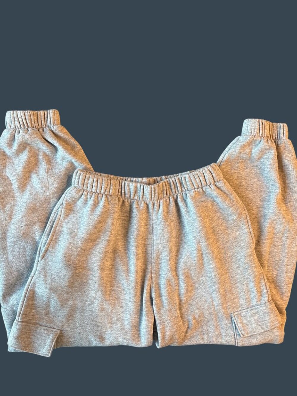 Reflex Gray Fleece Cargo Jogger Sweatpants Relaxed Fit Streetwear Boys Medium